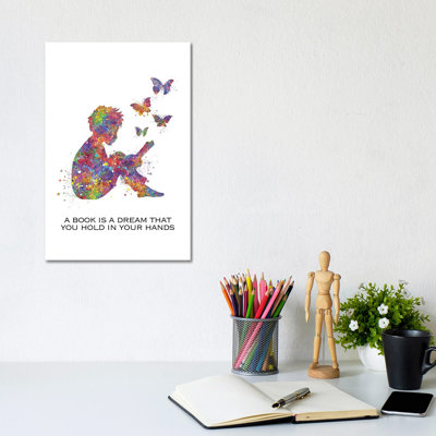 Boy Read Book Quote by Genefy Art - Wrapped Canvas Print
