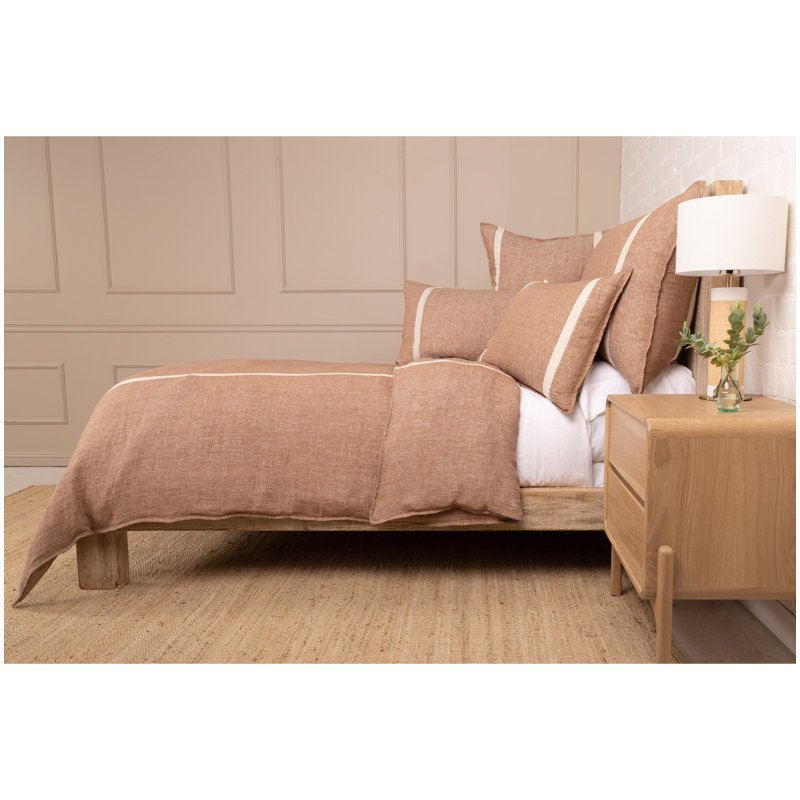  Rory Herringbone 100% Linen Sham, Red, Standard