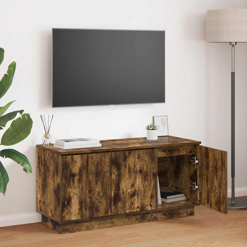 TV Cabinet With LED 100 X 38 X 49 Cm, Smoked Oak
