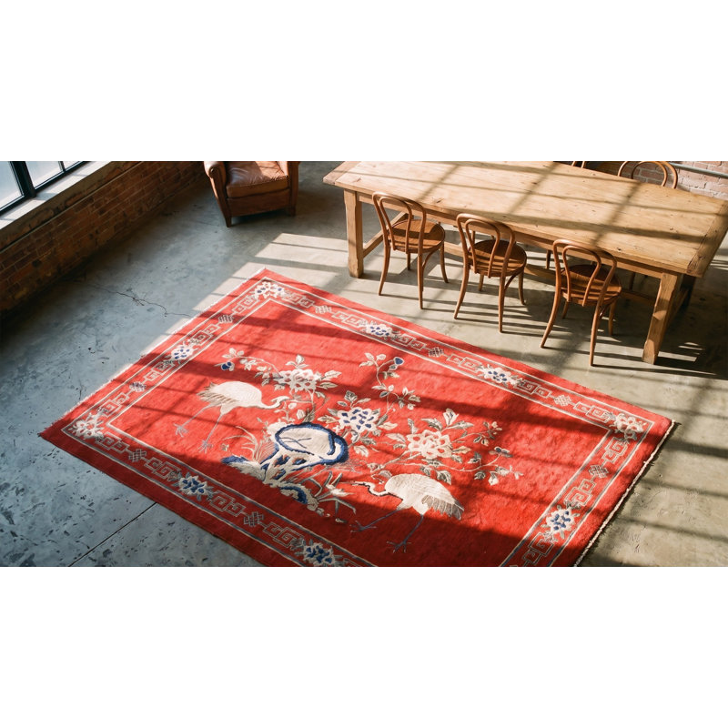 Tapis corail en laine antique petit chinois Baotou