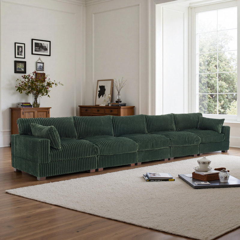 5-Piece Faux Rabbit Fur Sectional Sofa