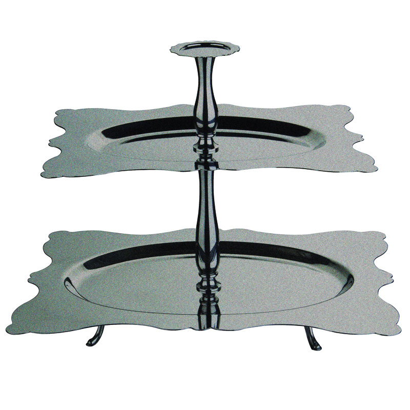 Dolce Vita Fruit Stand 2 Layers  - 6 Pieces - Pewter, Pewter