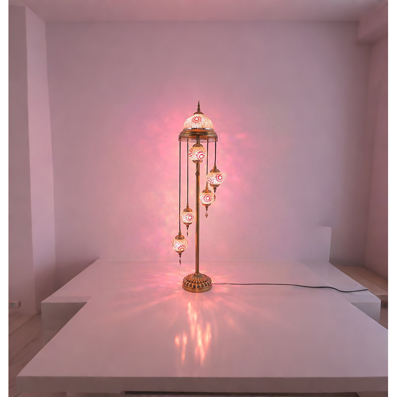 Lampe sur pied en verre teinté style dôme turc