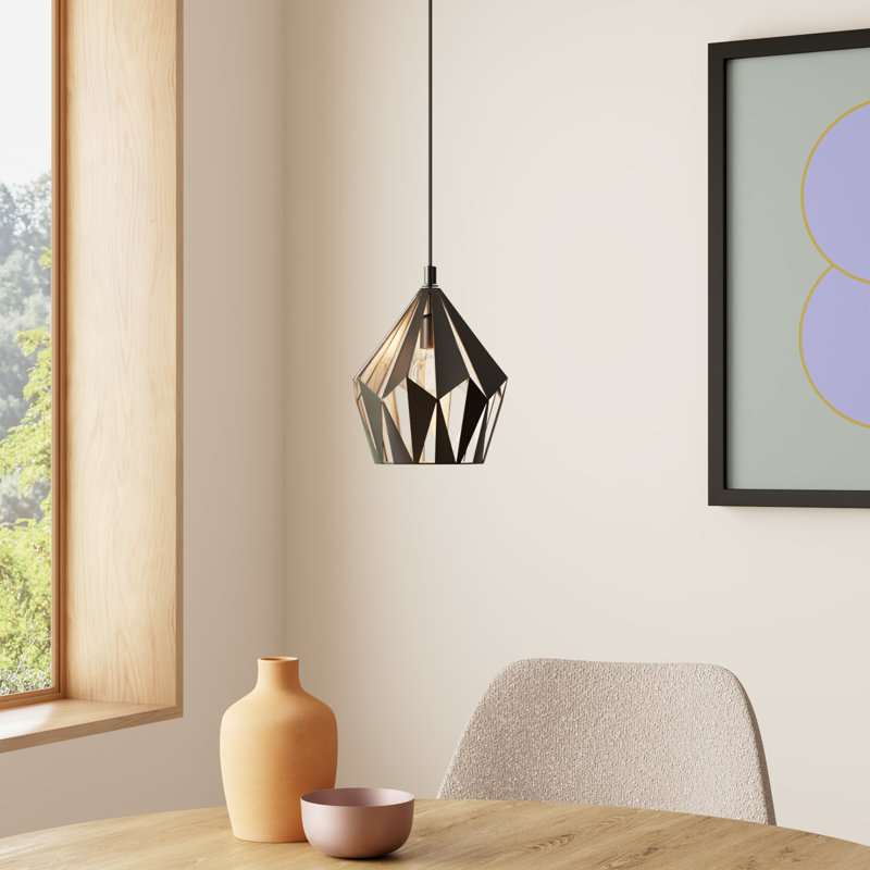 Hendry 1 - Light Matte Black Single Pendant, Black/Silver, 82.68" H x 7.25" W x 7.25" D