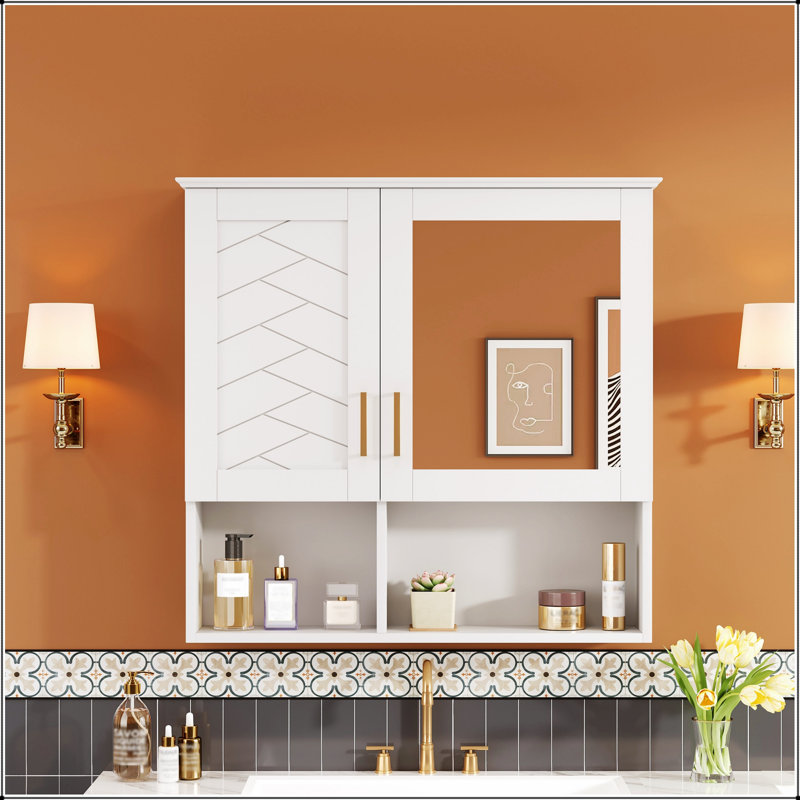 W H Medicine Cabinet Mirror, White
