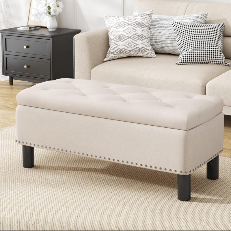 Banc de rangement avec repose-pieds Furniliving, Beige