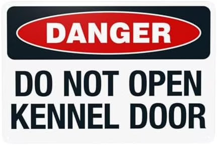 Panneau d'avertissement «danger ne pas ouvrir la porte de chenil», attention aux panneaux de sécurité en métal pour la maison