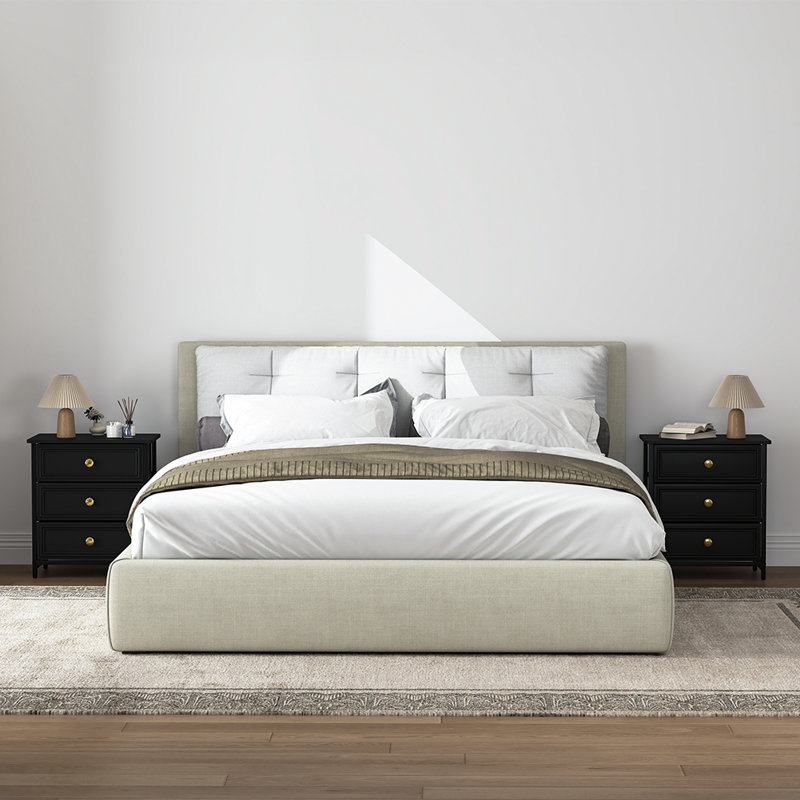 Table de chevet moderne à 3 tiroirs pour chambre à coucher, Black