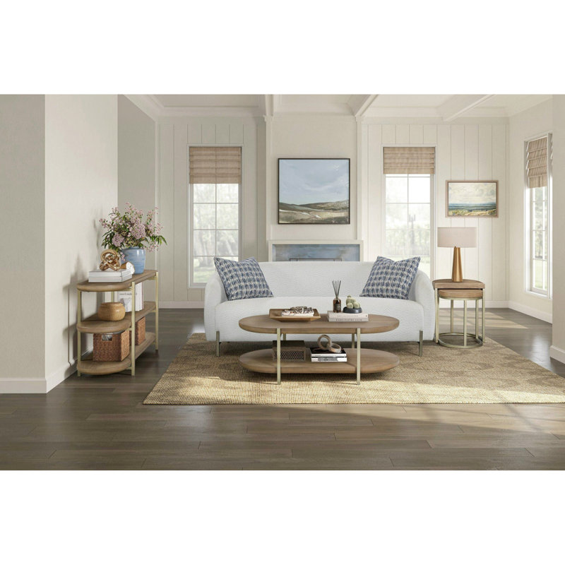 Console en brun, largeur du colis et café au lait de 116 lb avec tablettes de rangement, profondeur 61,2 64 po