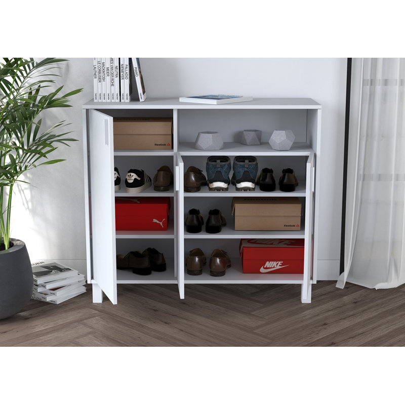 16 Pair Shoe Storage Cabinet, White