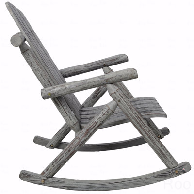 Outdoor Patio Rocker Chair, Durable Wooden Porch Rocker, Fir Log Rocking Chair