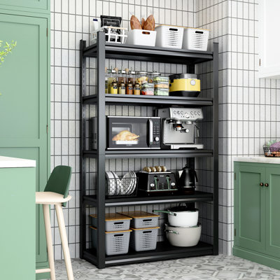 Étagère en métal à 78 niveaux H 78 po, capacité de 2 000 lb, réglable pour le salon, sous-sol, capacité noire - niveau, garage, pièce gris + gris