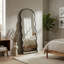 Cadre arqué pleine longueur miroir en métal et verre ondulé pour le bureau de la chambre à coucher - 55 po - noir