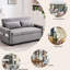Lit escamotable gris confortable avec mousse haute réglable 55,1 po, ports, 2 coussins, teinte de rangement-1220282316
