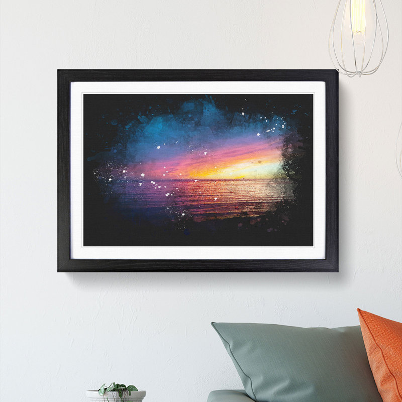 California Sunset - Framed Print, 33cm H x 45cm W x 2cm D, Black Framed
