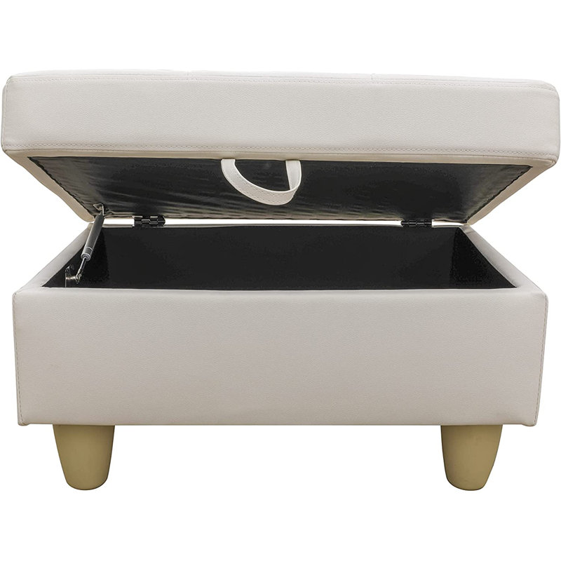Canapé modulaire 3 pièces Jayzen, Orienté à gauche (vu de face), Naturel, Similicuir blanc perle