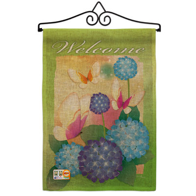 Papillons 2 côtés en polyester 19 x 13 po welcome drapeau de jardin