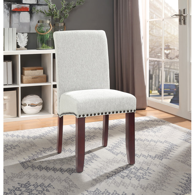 Chaise parsons rembourrée en polyester Ramarni, Fumée