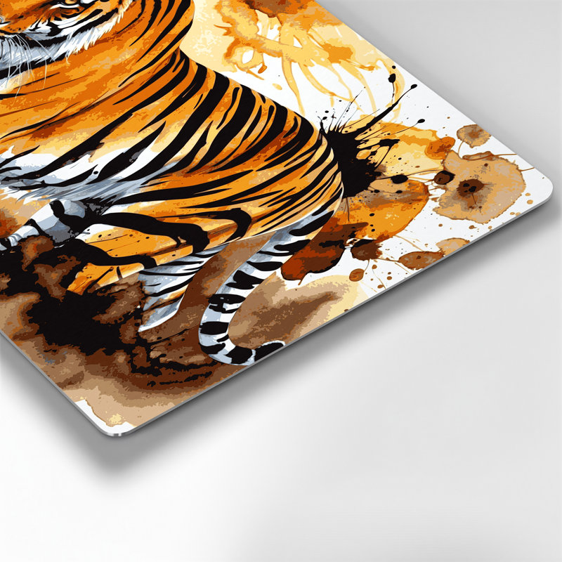 «Big Cats», tigre doré, art mural en métal beige, H 24 po x l 36 po