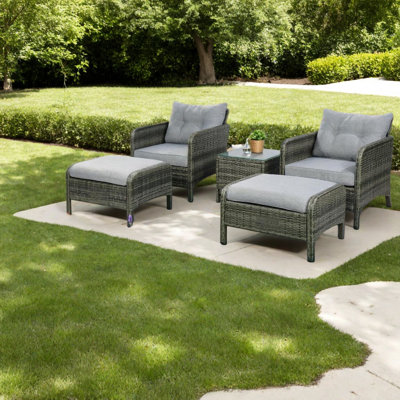 Comfort Patio Sofas, Rattan Steel Modern 5 Piece Set For Balcony