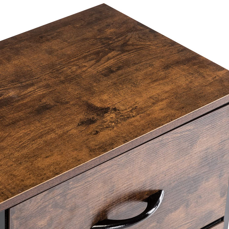 Commode compacte à 4 tiroirs Hanshika, Brun rustique