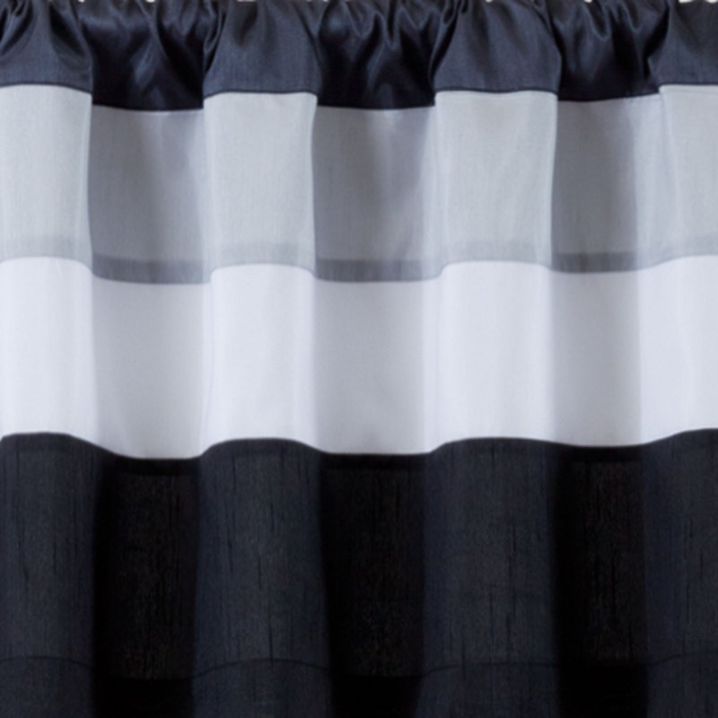 Iman White and Black Polyester Rod Pocket Valance