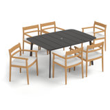 Eiland 6 - Person Rectangular 63" Long Powder Coated Aluminum Outdoor Dining Set with Cushions
