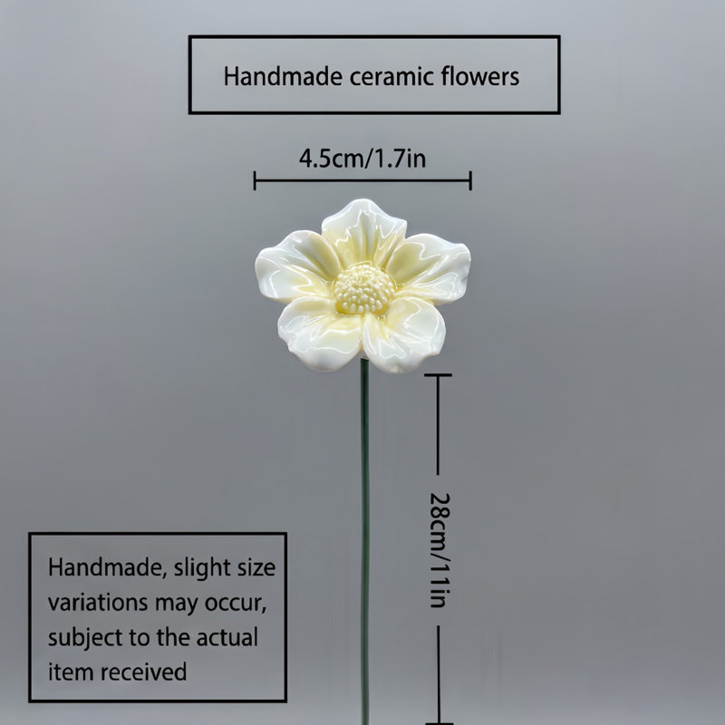 Set of 10 Handmade Ceramic Flowers, Porcelain Artificial Flower Leaf, Eternal Flower Decoration