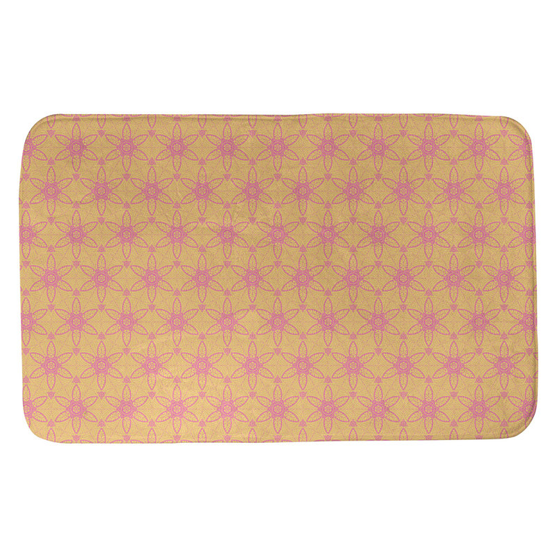 Tapis de bain cercles ornés Mcguigan, l 17 po x L 24 po, Jaune / Rose
