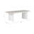 Catalina Travertine Coffee Table with Fluted Wood Base, Modern Rectangular Coffee Table for Living Room, Small Coffee Table - 52", Ivory & Tan