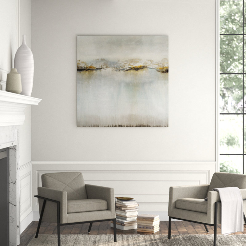 Platinum Wave Painting by Jennifer Hollack Raboin, Stretched Canvas, 50" H x 50" W x 2" D