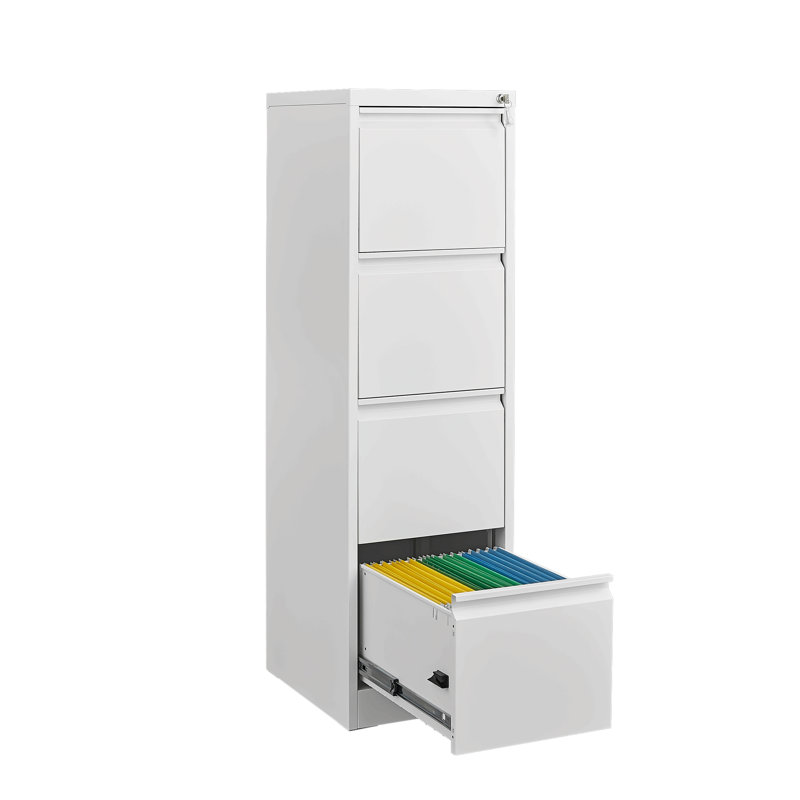 4 Drawer Vertical File Cabinet With Lock, Narrow Metal Steel Storage Cabinet For Home Office, Fits A4, Legal & Letter Size Files