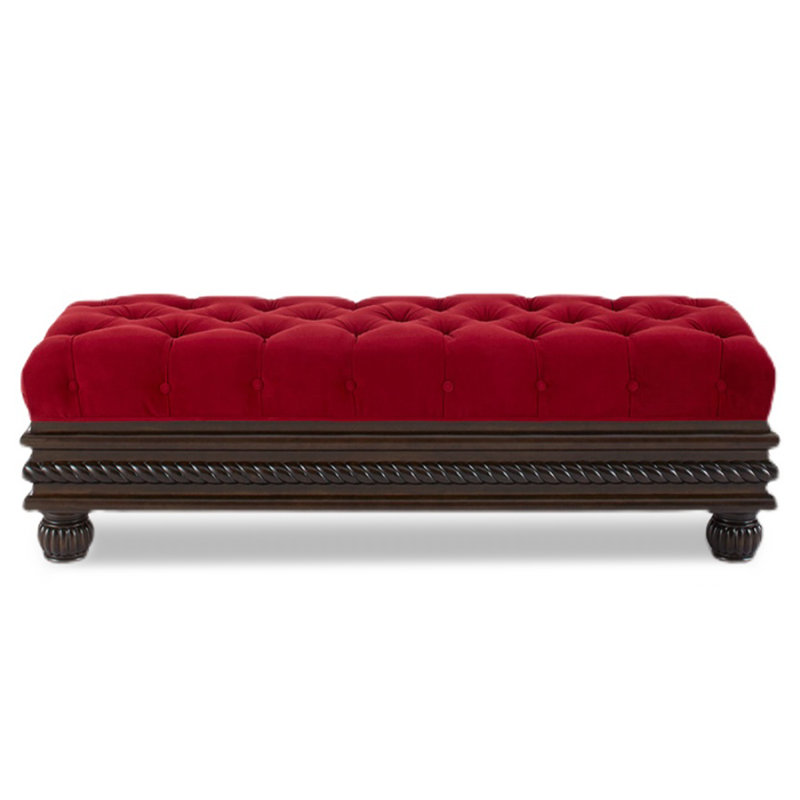 Repose-pieds en velours avec rangement Vintage
