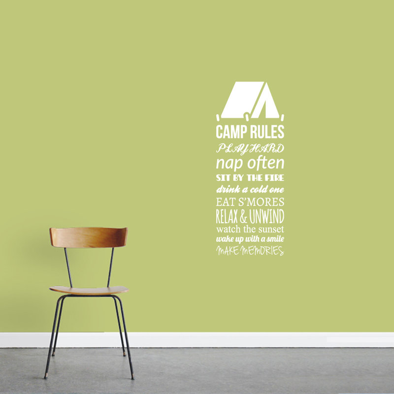 Décalcomanie murale camp rules, Blanc