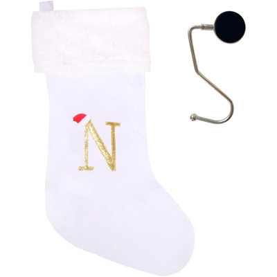 Bas de Noël monogrammés de 20 pouces avec lettres, bas de Noël super doux, bas de grand monogramme, bas de lettre rouge pour les Fêtes de Noël, cadeau de Noël…