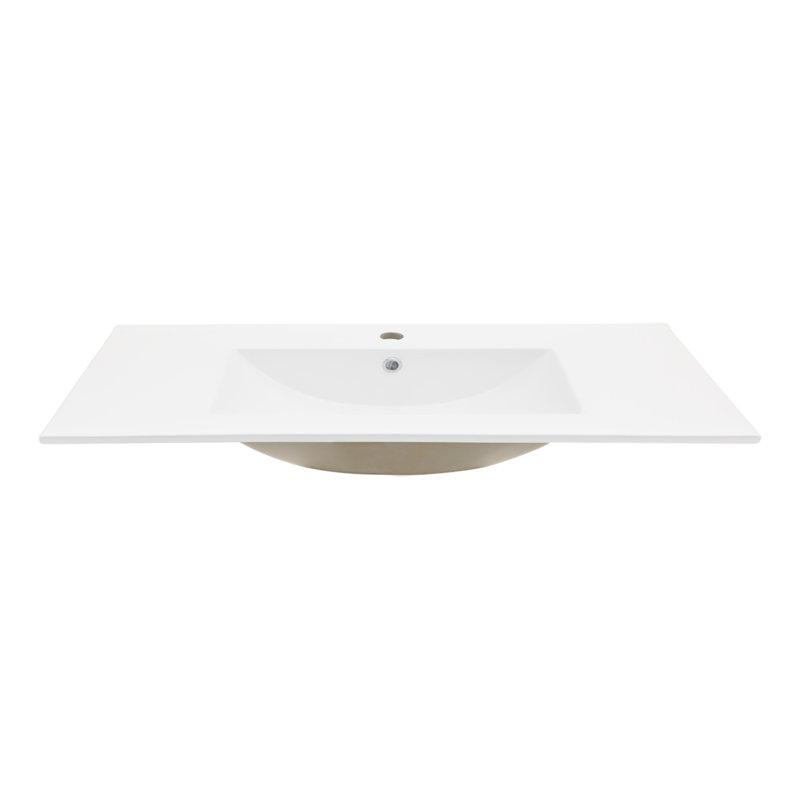 Comptoir de meuble-lavabo rectangulaire en céramique blanche 24 po x 18 po - 1 trou de robinet, trop-plein, teinture, faible absorption d'eau, table d'options pratiques avec trop-plein au design distinctif