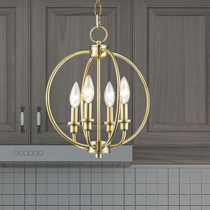 Remer 4 - Light Dimmable Globe Chandelier, Antique Brass