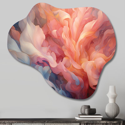 Peach Blue Rose Reverie I - Floral Cloud Metal Print, Peach Asymmetrical Metal Wall Art