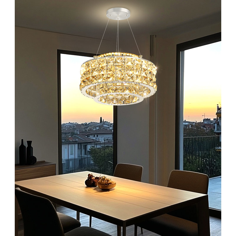 12" Modern Dimmable Chandelier For Living Room Gold, 1200 Lumens, 4.7" H x 6.6" W x 11.8" D, Silver