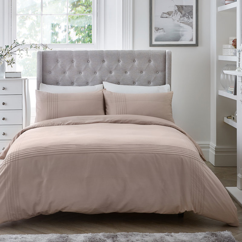 Alongi Polyester Solid Colour Duvet Cover Set with Pillowcases, Kingsize - 2 Standard Pillowcases, White