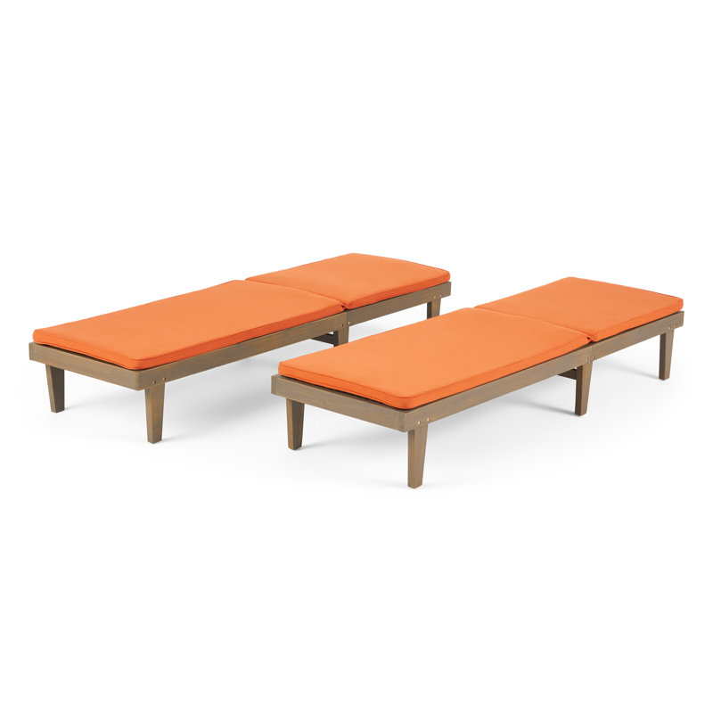 Chaise longue avec coussins Muir Sun, Structure grise / coussin orange rouille