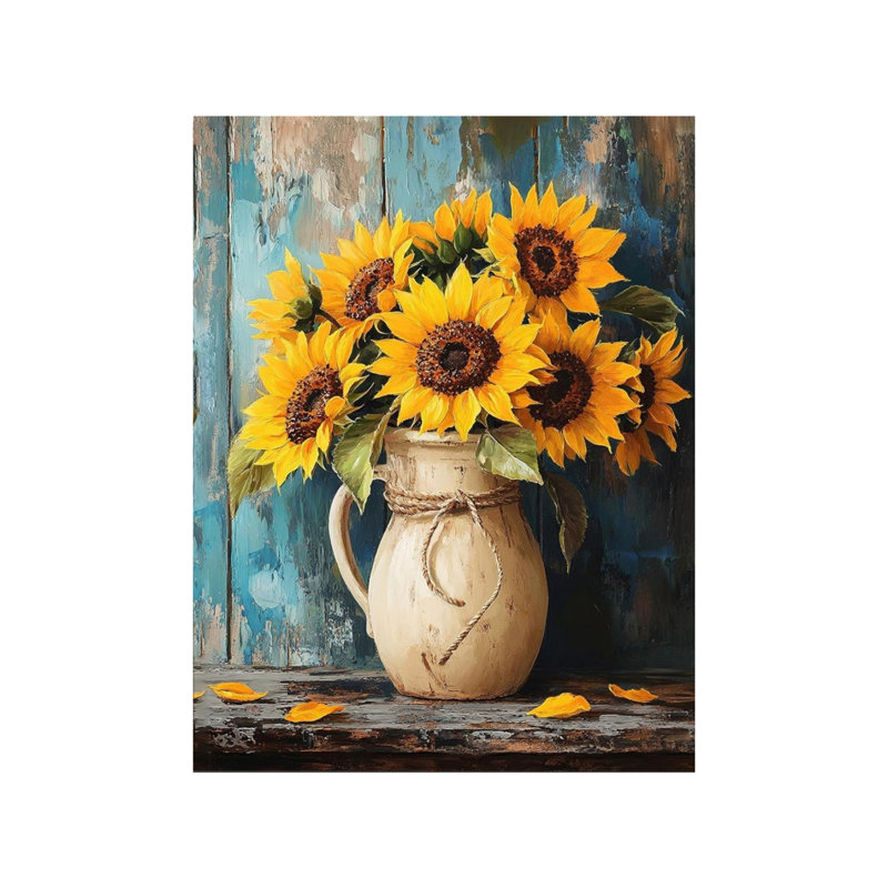Art mural en toile tournesol sans cadre 16 po x 20 po