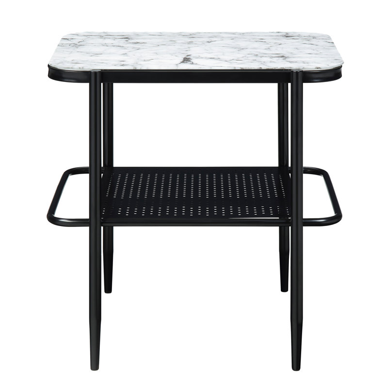 Table d'appoint 3 pièces: style moderne avec tablette portable en verre trempé à plateau en marbre blanc