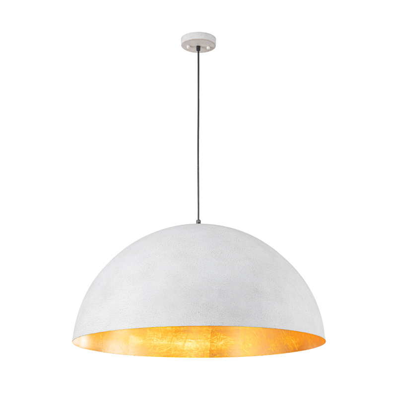 Luminaire suspendu industriel surdimensionné en métal surdimensionné, Blanc vieilli, H 16,1 po x l 31,5 po x P 31,5 po