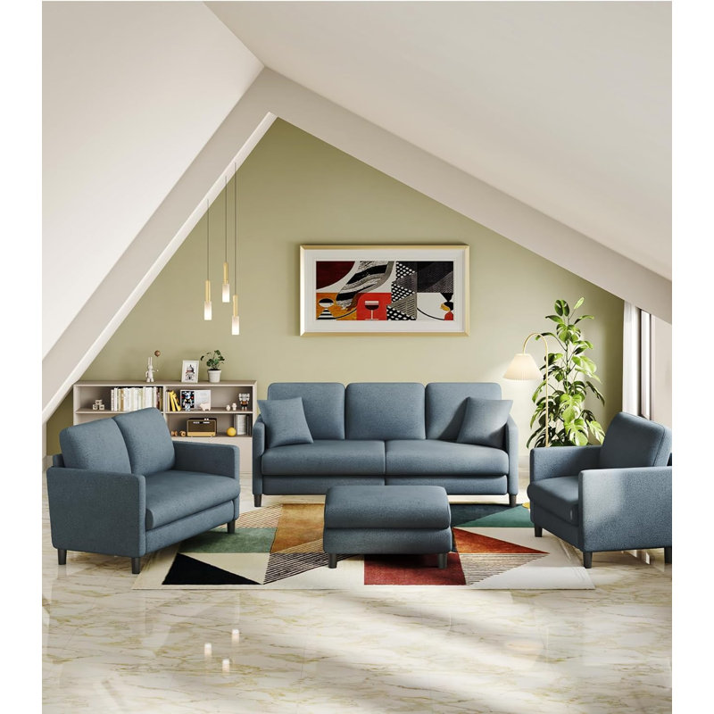 Oliff 2 Seater Teddy Loveseat, Blue Teddy Fleece