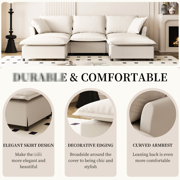 Latitude Run® U Shaped Chenille With - 5 Seat Cozy For Living Room ...
