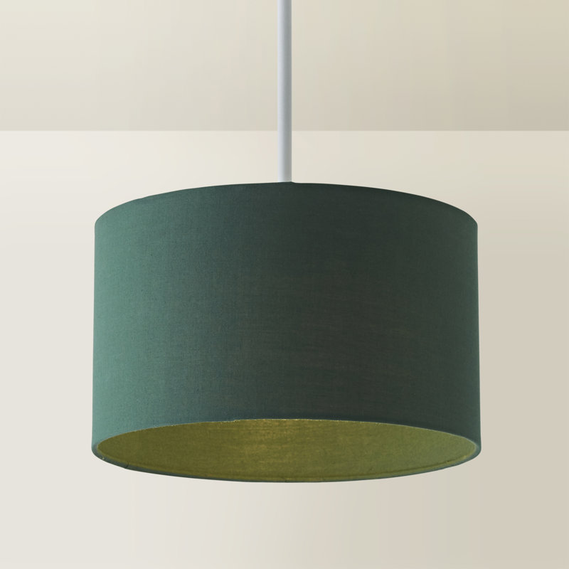 Drum Cotton Pendant Shade ( Screw On ), 15cm H x 25cm W x 25cm D, Green