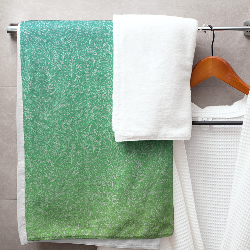 Serviette de bain florale ditsy classique, Bleu / Vert / Jaune