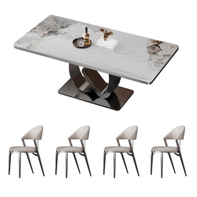 High-end rock plate dining table and chair set