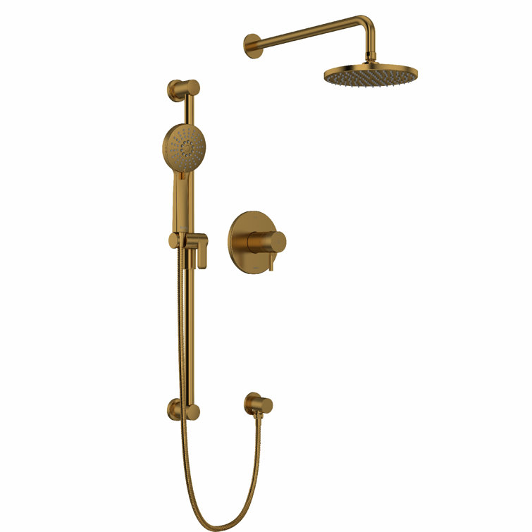 Riu 0.63" Thermostatic and Pressure Balance 3 Function System with Integrated Volume Control Featuring Rain Showerhead and Multi-Function Handshower